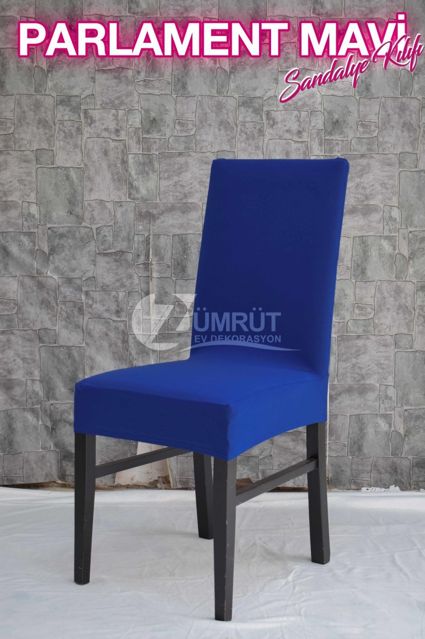 Lastikli Sandalye Kılıfı Parlament Mavi - Zümrüt Ev Dekorasyon